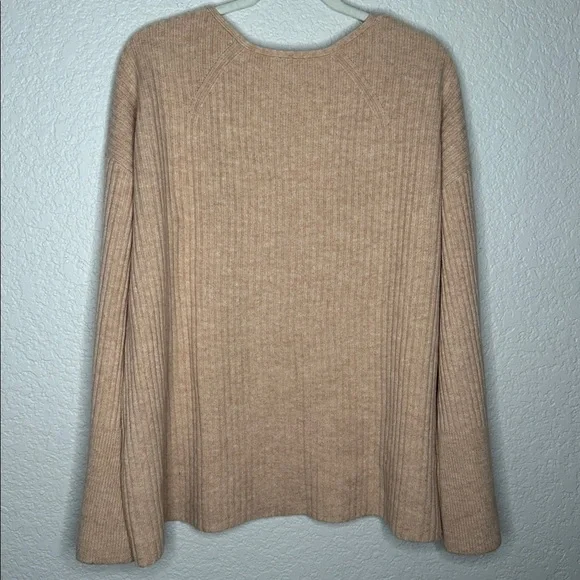 Rag & Bone Mitchell 100% Merino Wool V Neck Ribbed Sweater Oat Large - Picture 7 of 7
